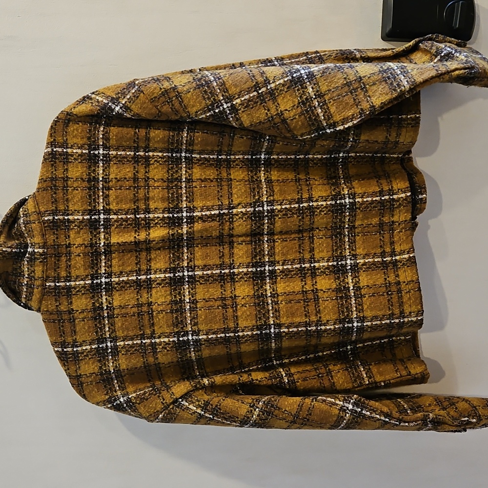 Ellison Mustard Brushed Plaid Utility Jacket L NWOT - Picture 6 of 7